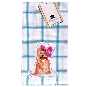 Homewear Decked Out Watercolor Coco the Puppy Dog Embellished Kitchen Tea Towel